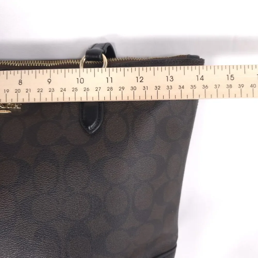 COACH Signature Zip Tote Brown Black Shoulder Bag A1822-F29208‎